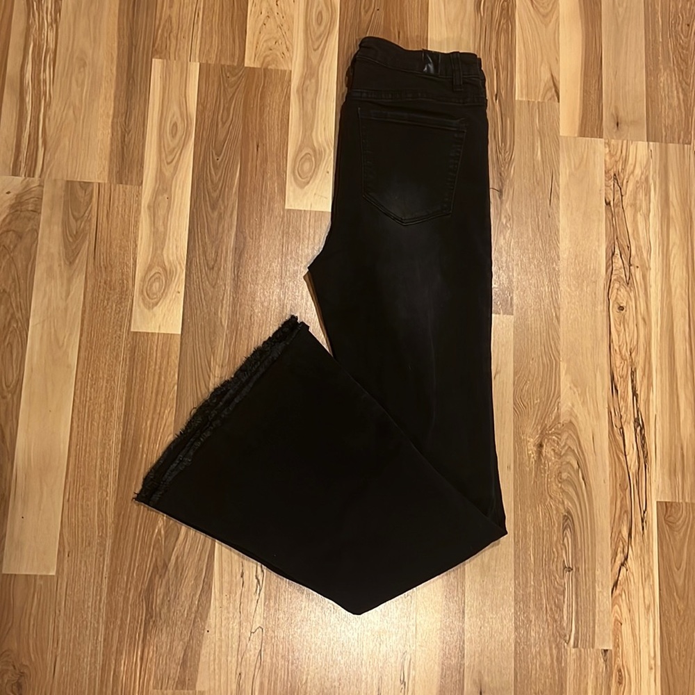 black flared jeans